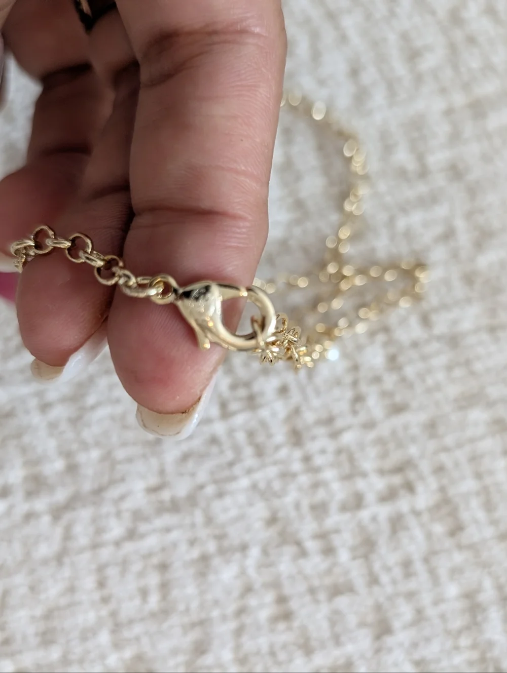 CHANEL Gold-Chain Necklace with Pink Heart and Pearls